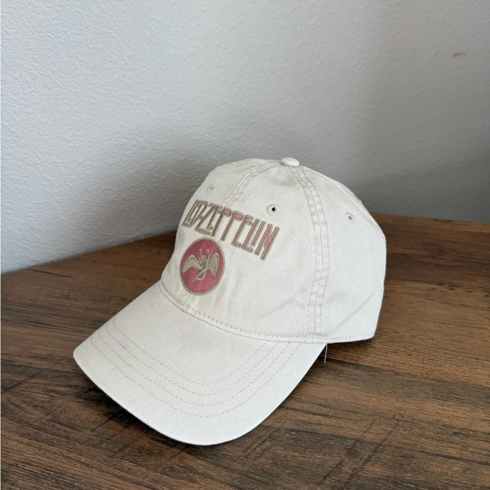 American Eagle Outfitters Led Zeppelin Cream Baseball Hat Cap with Pink Logo - Picture 1 of 9